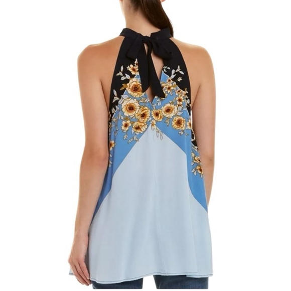 Free People Beat of My Heart Floral Sleeveless Keyhole High Neckline Halter Top - Picture 3 of 11
